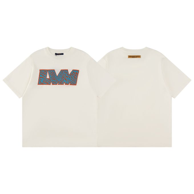 LV tiger-striped letter inlaid woolen short-sleeved T-shirt