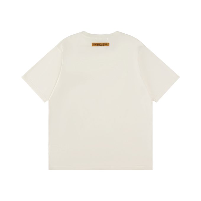 LV tiger-striped letter inlaid woolen short-sleeved T-shirt