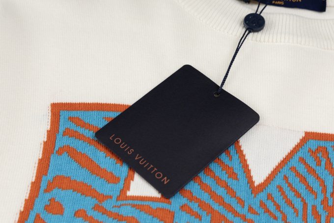 LV tiger-striped letter inlaid woolen short-sleeved T-shirt