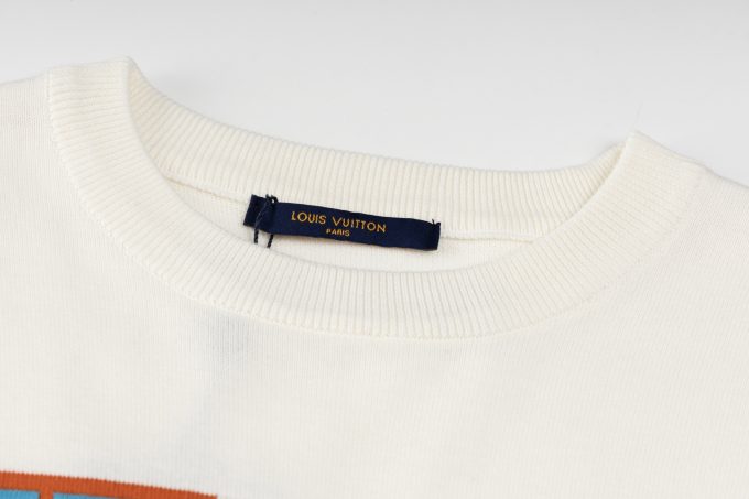 LV tiger-striped letter inlaid woolen short-sleeved T-shirt