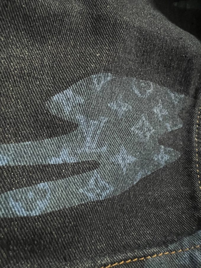 Louis printed with auspicious clouds cropped denim shorts