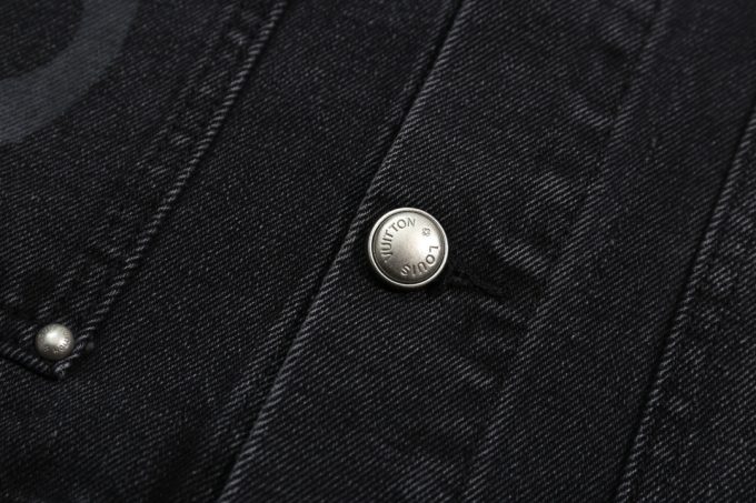 Louis Vuitton LV printed washed black and grey straight denim jacket -