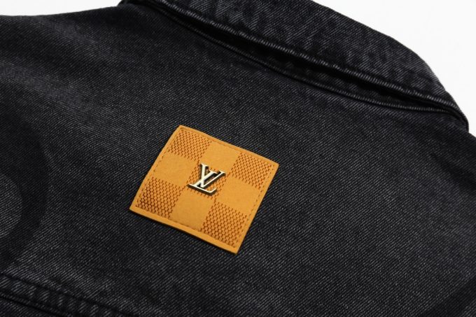 Louis Vuitton LV printed washed black and grey straight denim jacket -