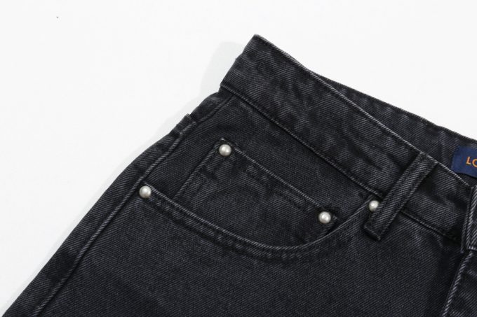 Louis Vuitton gradient print large logo black washed straight-leg heavy-duty jeans -