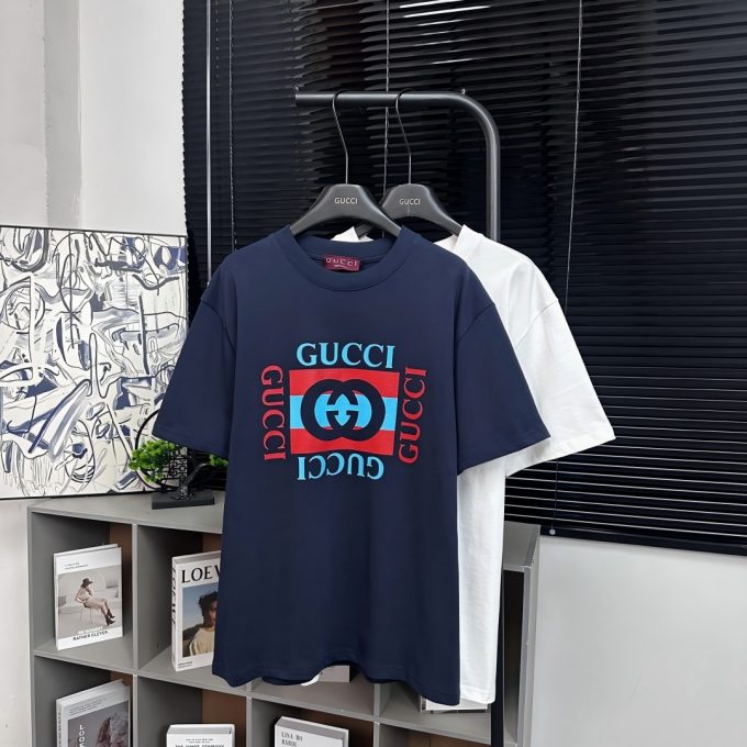 Gucci classic logo square-framed letter print short sleeve