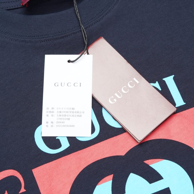 Gucci classic logo square-framed letter print short sleeve