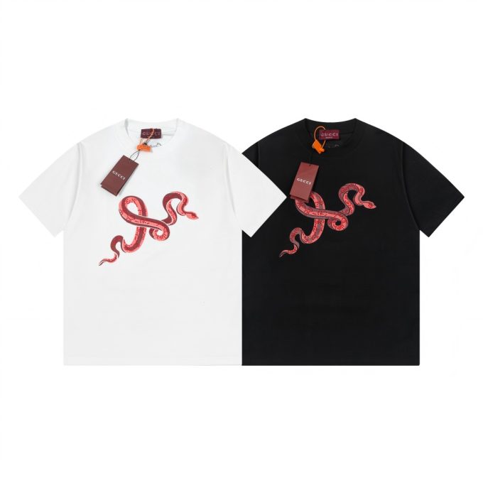 Gucci short-sleeved T-shirt with letter print embroidery and diamond embossing
