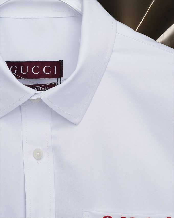 Gucci lettered embroidered shirt