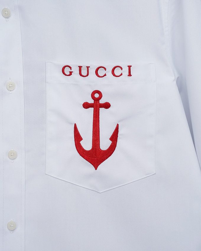Gucci lettered embroidered shirt