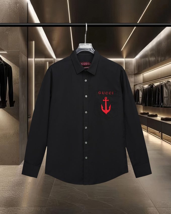 Gucci lettered embroidered shirt