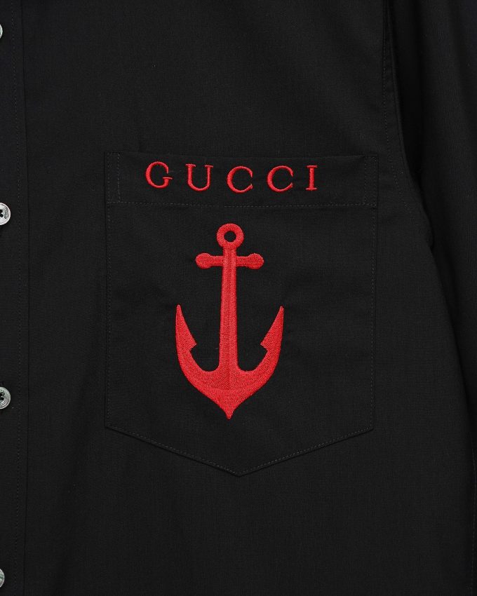 Gucci lettered embroidered shirt