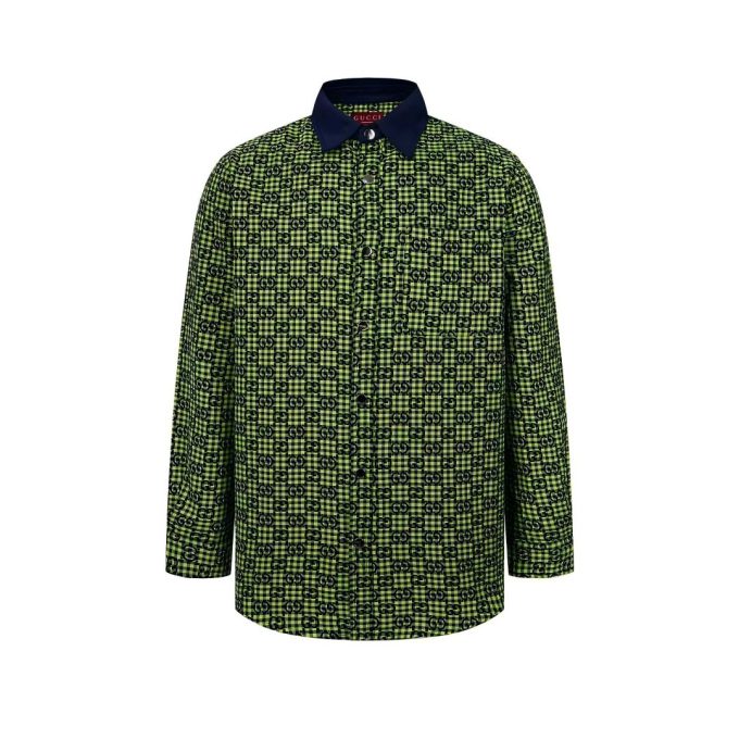 Gucci's new long-sleeved lapel shirt with fine check pattern