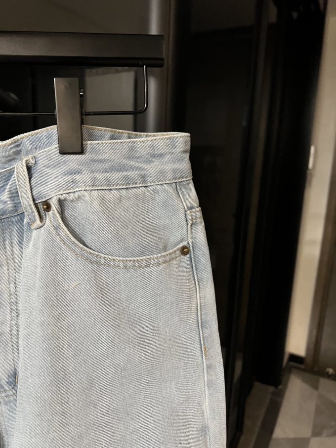 GUCCI double G print high-end washed blue denim shorts
