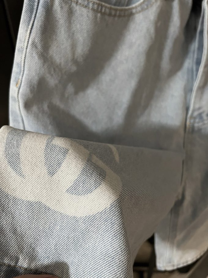 GUCCI double G print high-end washed blue denim shorts
