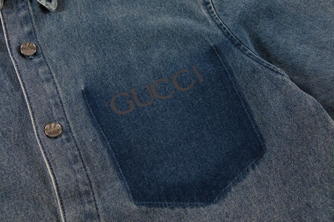 Gucci printed denim short-sleeved shirt