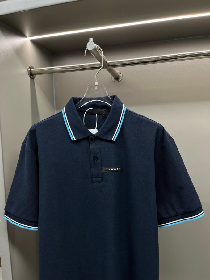 New Prada logo letter tape Polo shirt