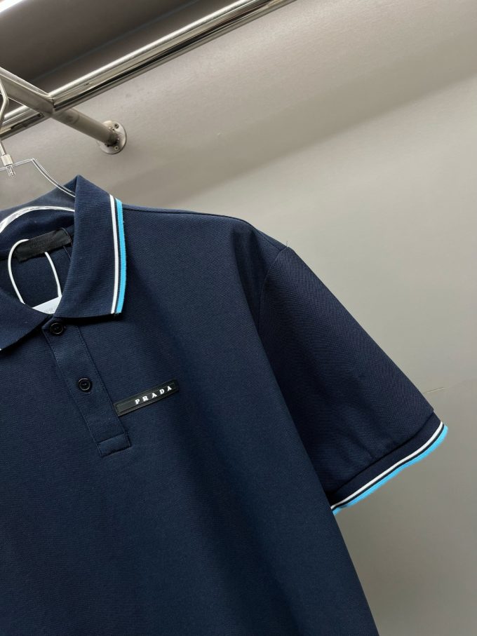 New Prada logo letter tape Polo shirt