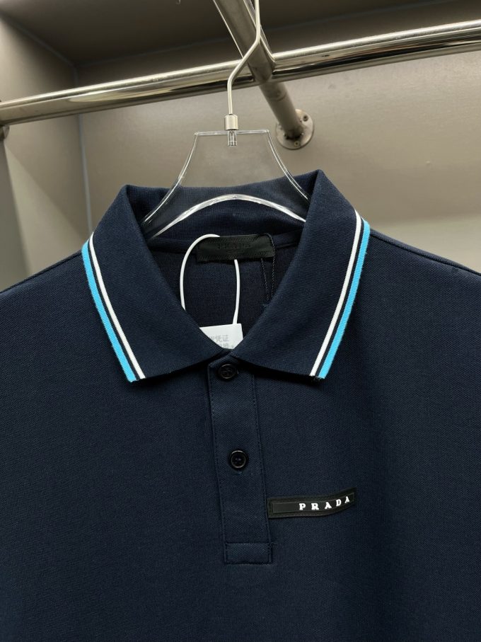 New Prada logo letter tape Polo shirt