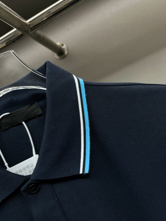 New Prada logo letter tape Polo shirt
