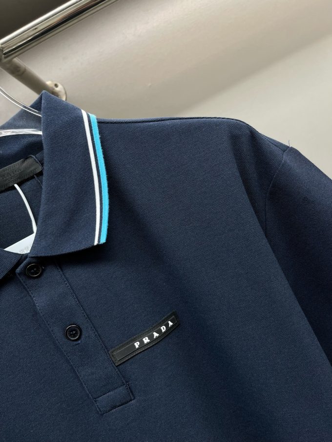 New Prada logo letter tape Polo shirt