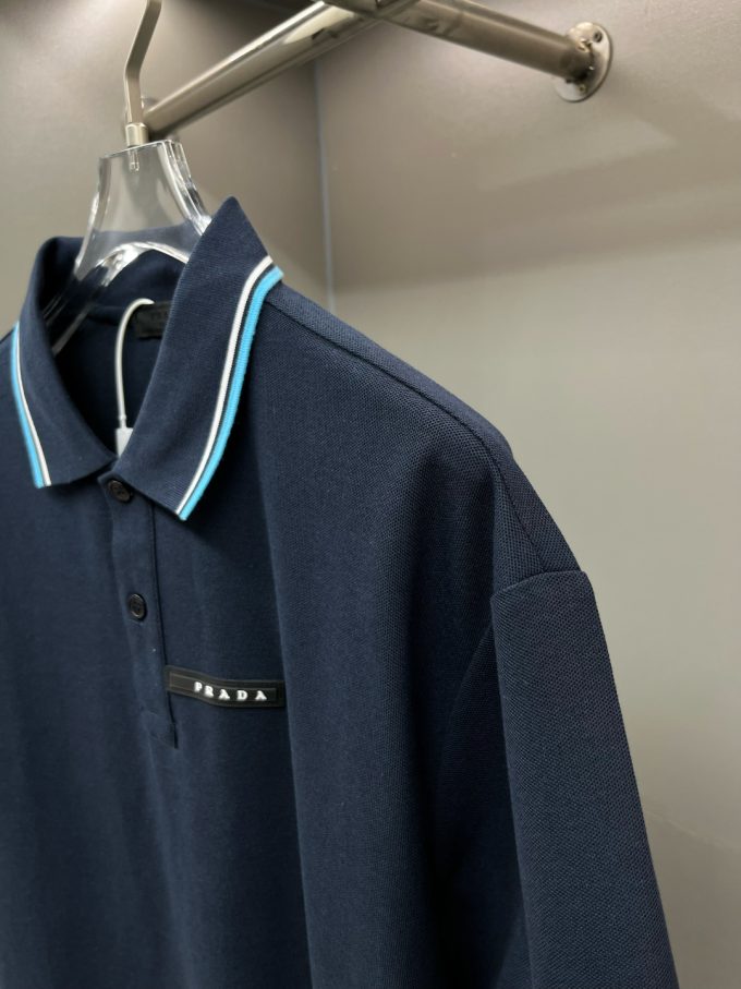 New Prada logo letter tape Polo shirt