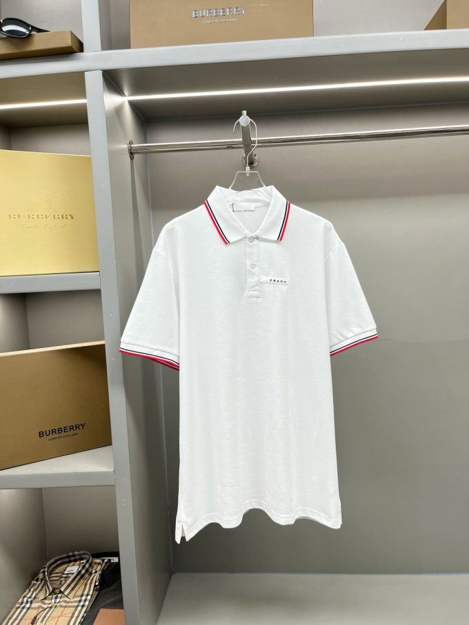 New Prada logo letter tape Polo shirt