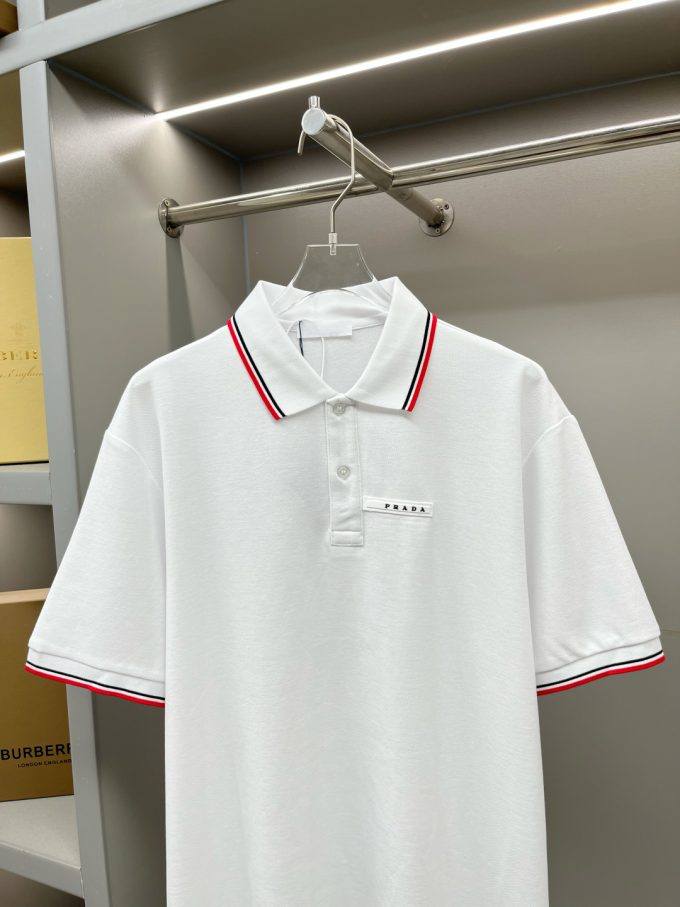 New Prada logo letter tape Polo shirt