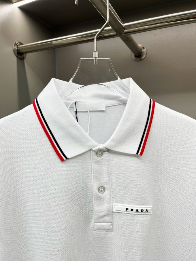 New Prada logo letter tape Polo shirt