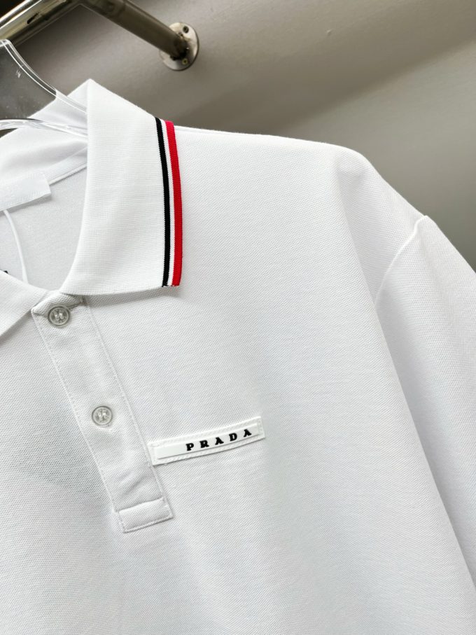 New Prada logo letter tape Polo shirt