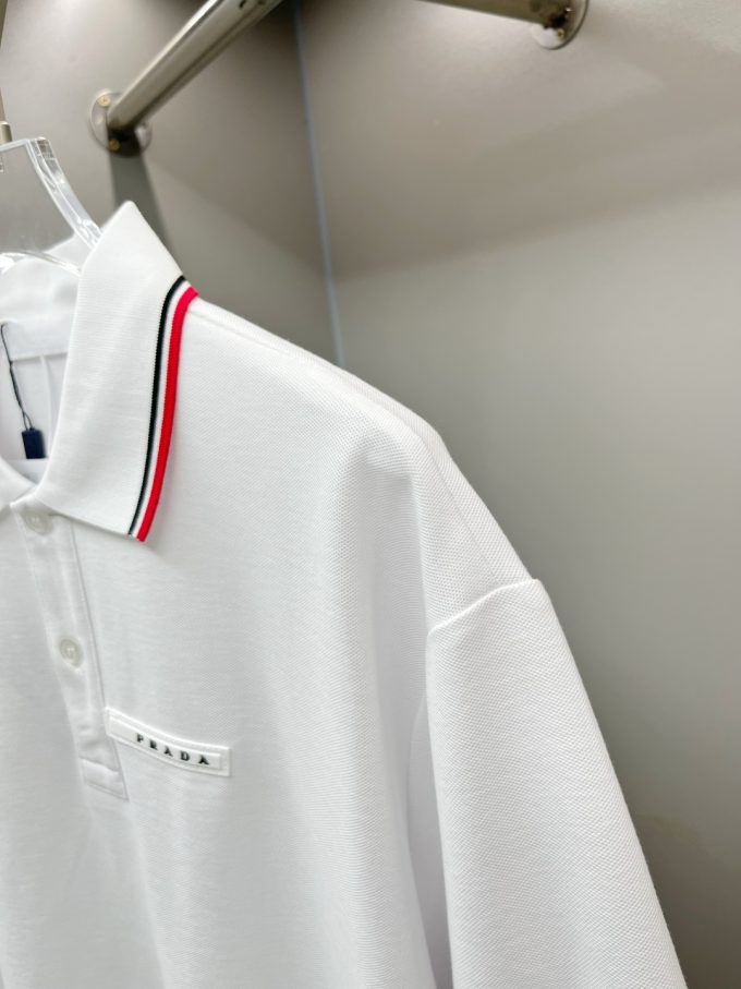New Prada logo letter tape Polo shirt