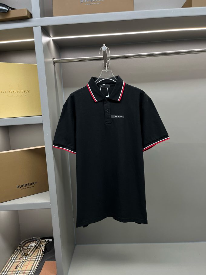New Prada logo letter tape Polo shirt