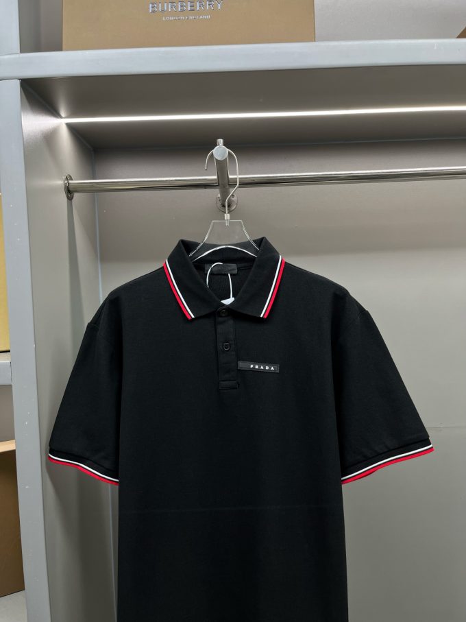 New Prada logo letter tape Polo shirt