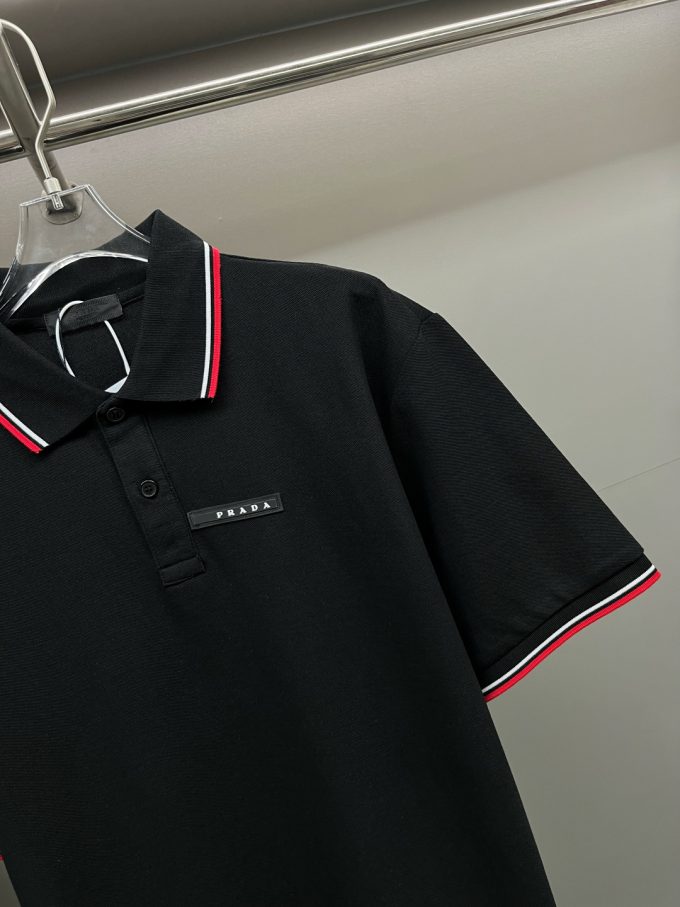 New Prada logo letter tape Polo shirt