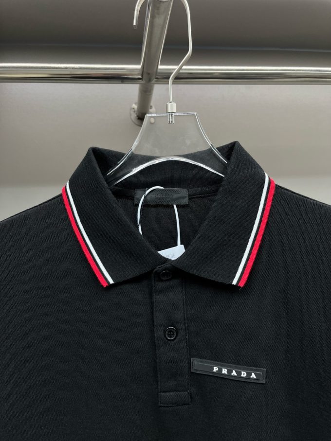 New Prada logo letter tape Polo shirt