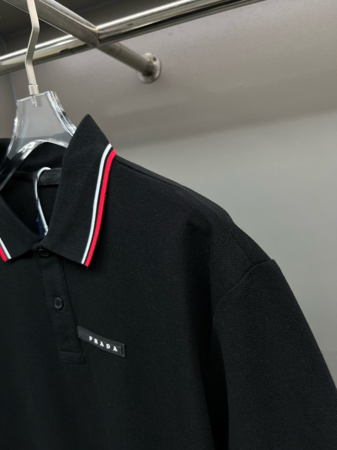 New Prada logo letter tape Polo shirt