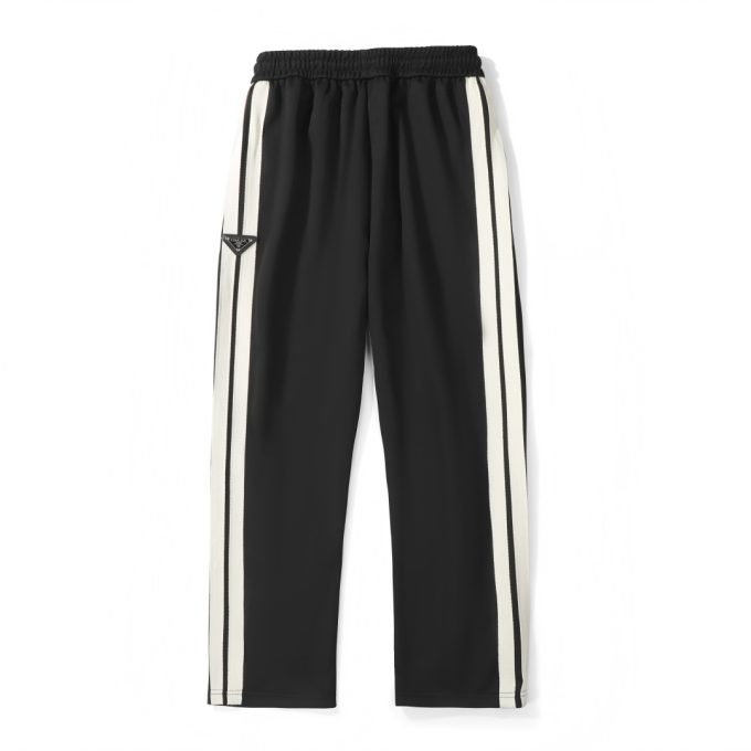 Prada metal small label side woven strap straight-leg pants