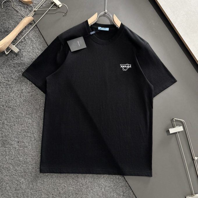Prada 260g pure cotton double-yarn loose and stylish T-shirt