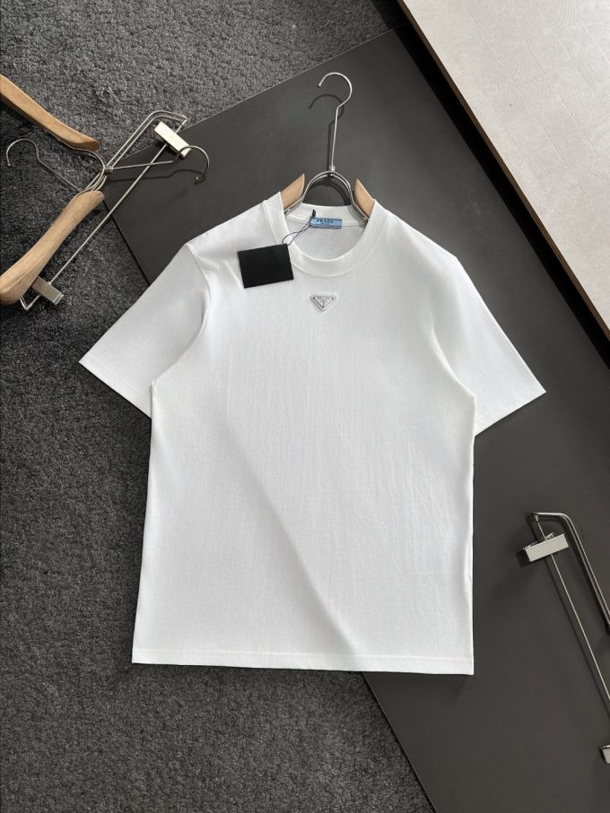 Prada 260g pure cotton double-yarn loose and stylish T-shirt
