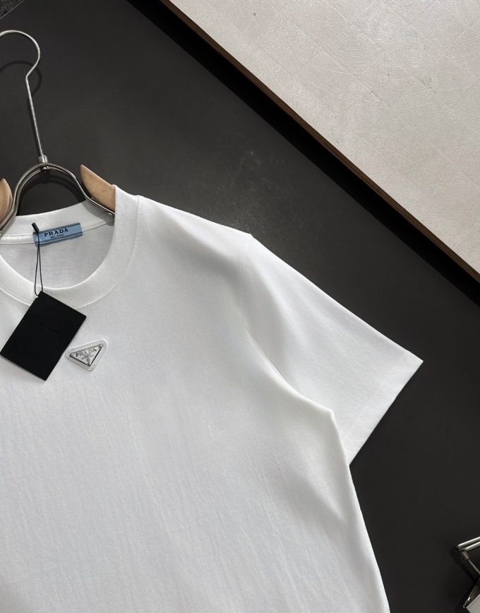 Prada 260g pure cotton double-yarn loose and stylish T-shirt