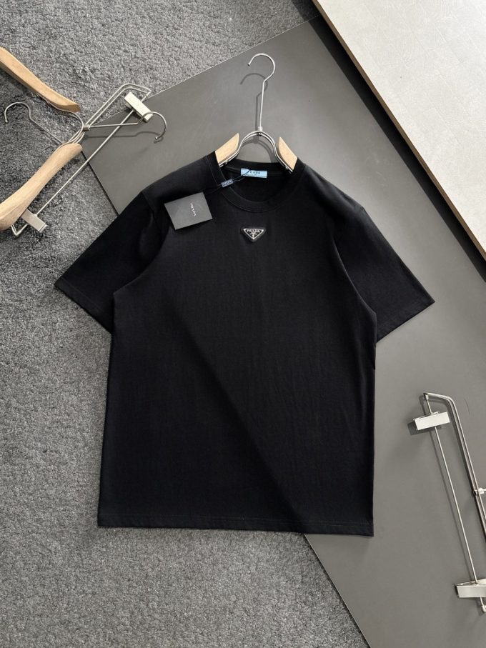 Prada 260g pure cotton double-yarn loose and stylish T-shirt