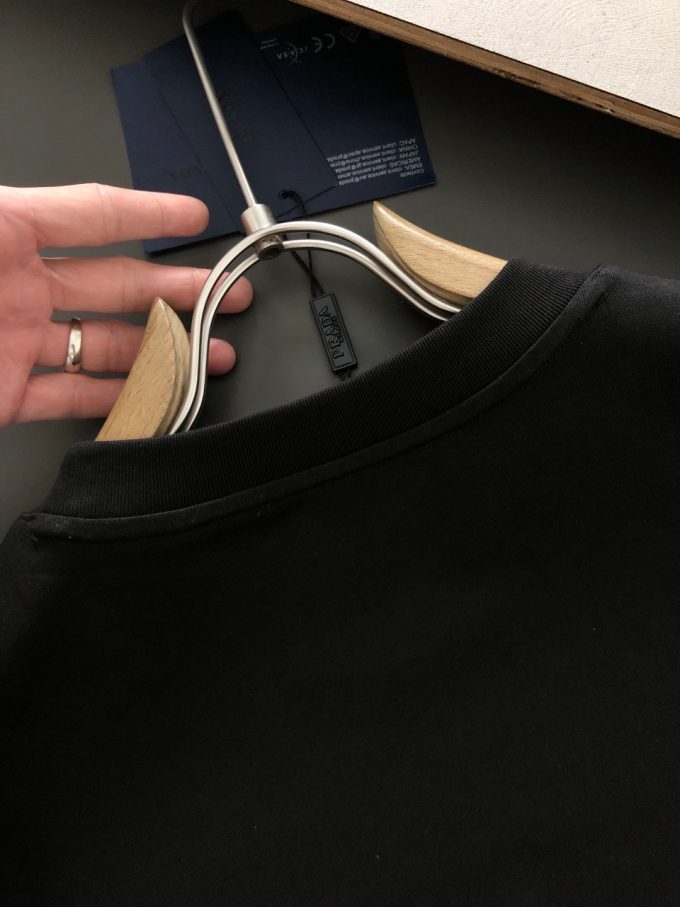 Prada 260g pure cotton double-yarn loose and stylish T-shirt