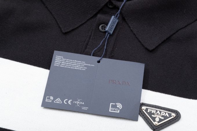 Prada multicolored metal triangular label knitted POLO shirt