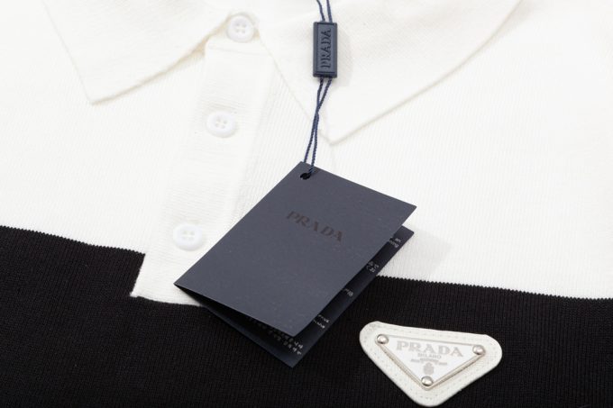 Prada multicolored metal triangular label knitted POLO shirt