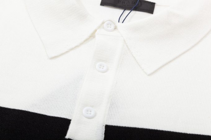 Prada multicolored metal triangular label knitted POLO shirt