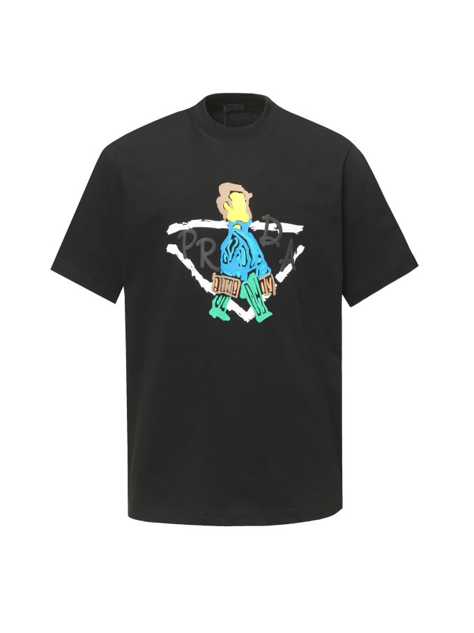 Prada graffiti letter logo foam print short-sleeved T-shirt
