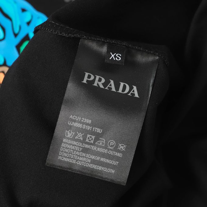 Prada graffiti letter logo foam print short-sleeved T-shirt