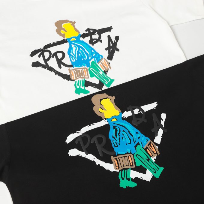 Prada graffiti letter logo foam print short-sleeved T-shirt