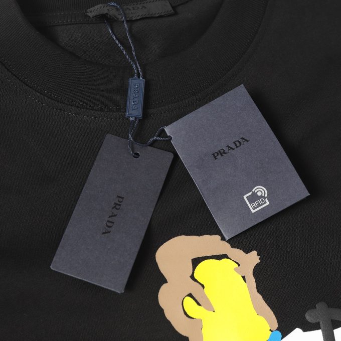 Prada graffiti letter logo foam print short-sleeved T-shirt