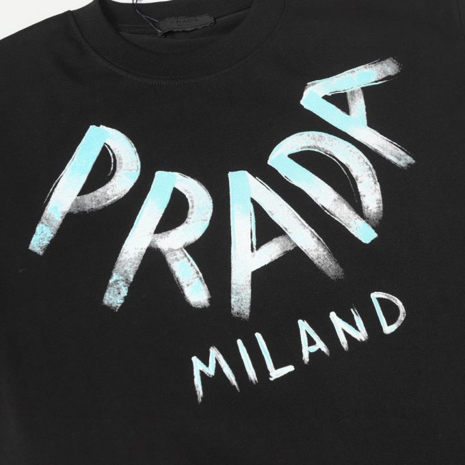 Prada lettered logo collar print short-sleeved T-shirt