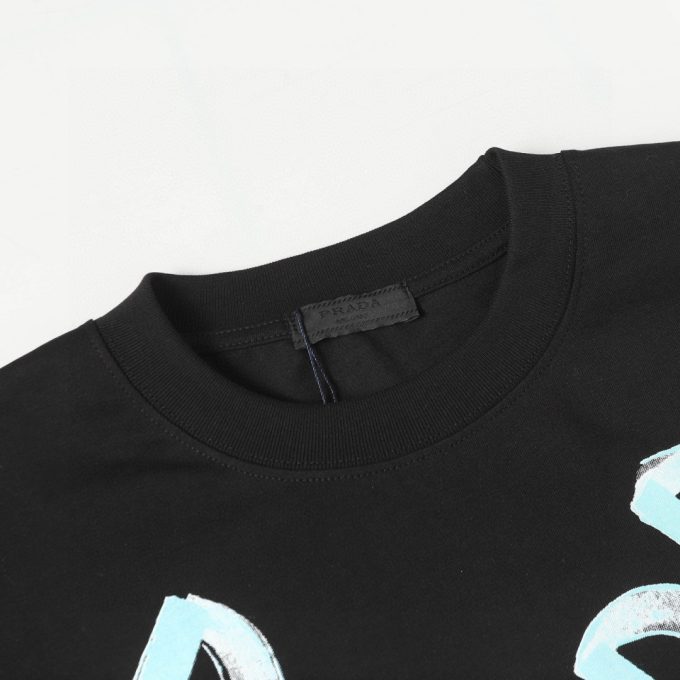 Prada lettered logo collar print short-sleeved T-shirt